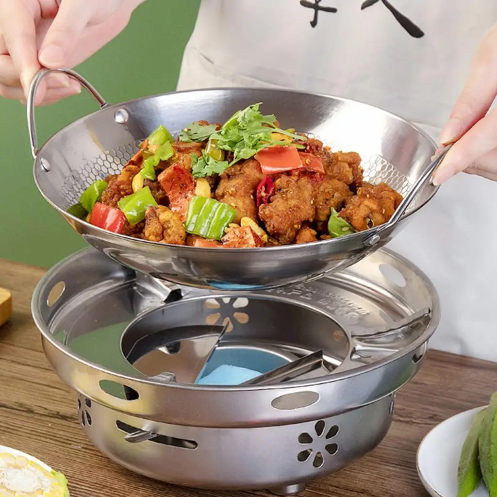 Stainless Steel Wok Pan Thickened Conduction Drawing Non Stick Skillet Fry Pan for Stir Fry Kitchen