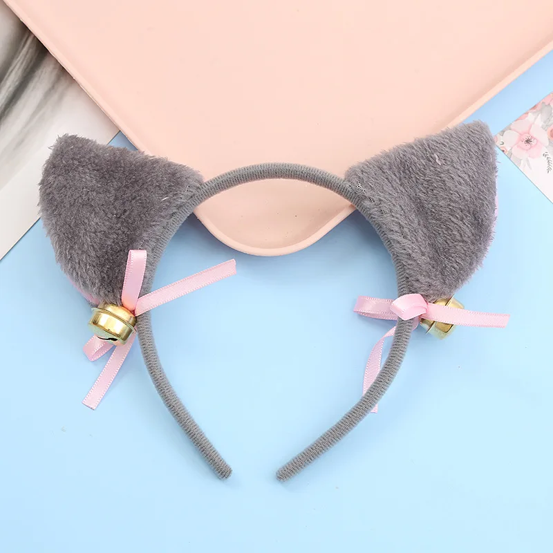 Orelhas de gato sinos headbands de pelúcia orelhas de raposa bowknot hairbands para mulheres meninas aros de cabelo bezel cosplay acessórios de cabelo