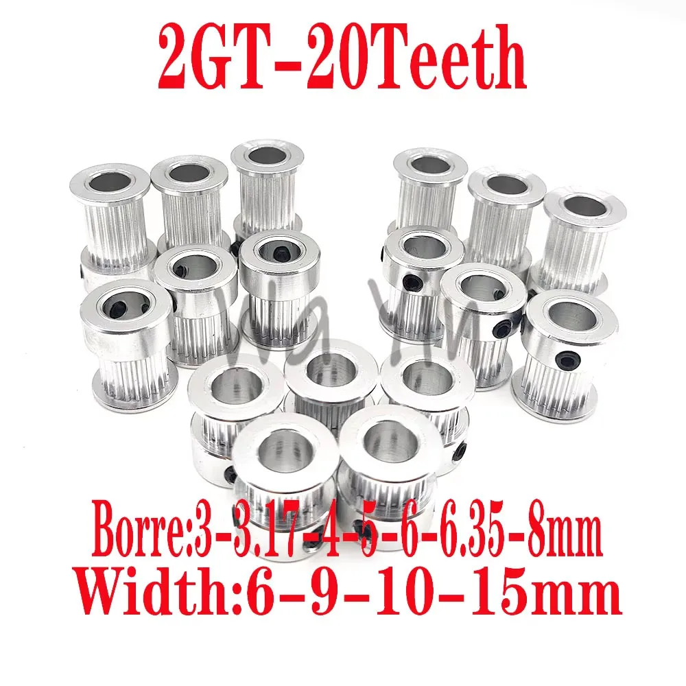 2GT 20Teeth Synchronous Wheel Belt Width 6/9/10/15mm Inner Hole 3/3.17/4/5/6/6.35/8mm Timing Synchronous Wheel Pulley GT2/2M