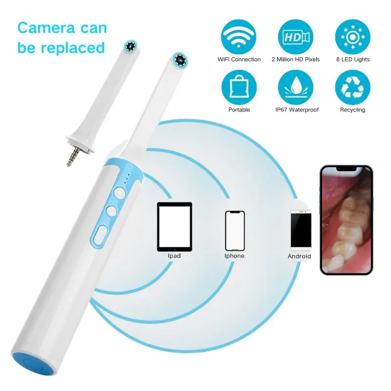 

HD 1080P Visual Intraoral Replaceable Camera WIFI Examination Endoscope Camera 2MP For Android/IOS/Ipad Home Care Tool