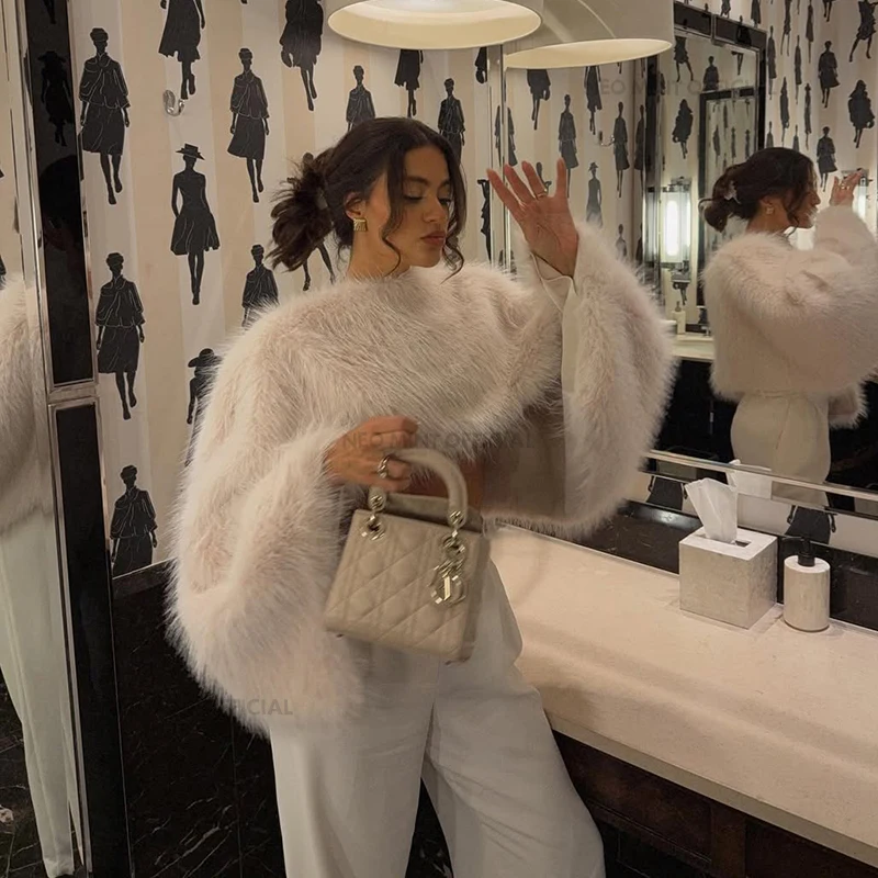 Neo hortelã novo 2025 outono pele do falso colheita topo pullovers ins chique rua meninas fofo casaco de pele de raposa inverno capa de pele streetwear