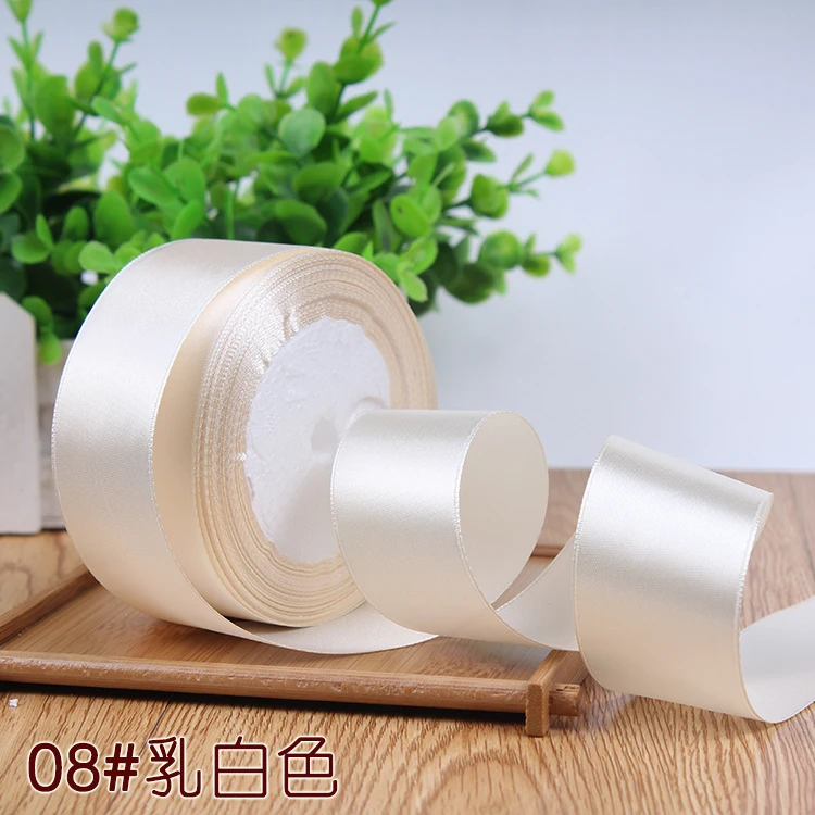 6/10/15/20/25/40/50mm Ivory Satin Ribbons Christmas Halloween Birthday Party Wedding Decoration DIY Crafts Gift Box Cake Packing