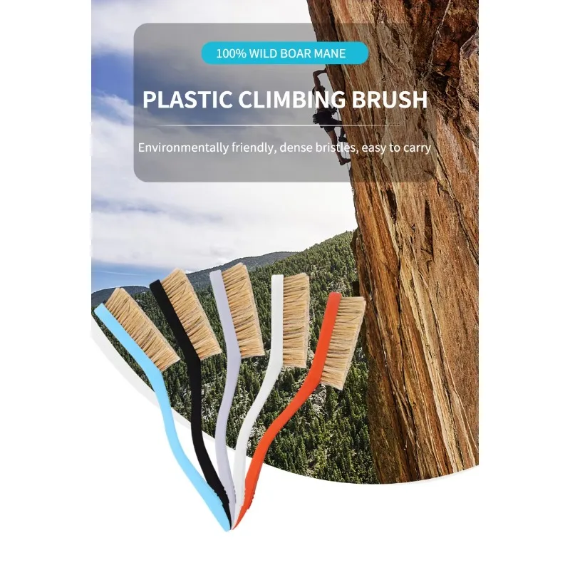 Rock climbing custom logo natural wild boar mane bouldering brush rock climbing brush