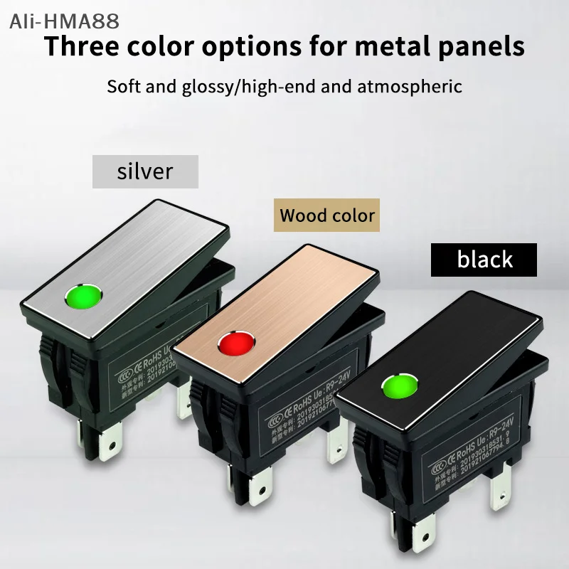 

HMA88-1PC 220V Marine LED Metal Rocker Switch With Dot Light KCD3 Aluminum IP65 Toggle Switch Panel