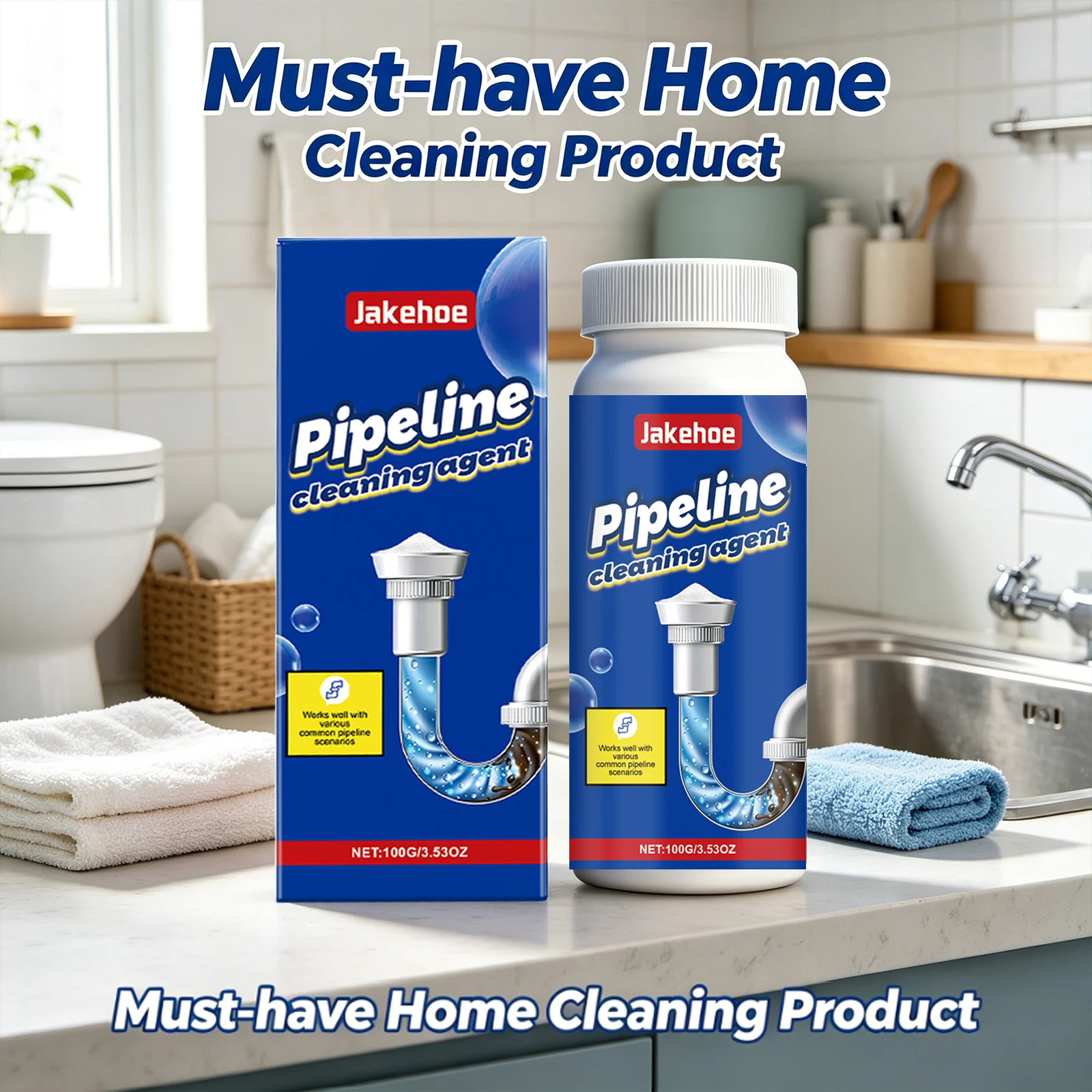 Pipeline Dredging Powder Removing Blockages Dissolving Oil Stains& Hair Eliminating Odors Freshing Household Pipeline Unclogger view 4