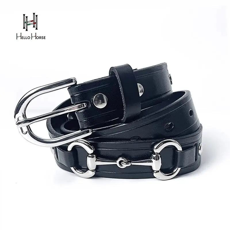 Hello Horse  Equestrian Belt Genuine Cowhide Durable Horse Riding Waistband Casual Fashion Leather Strap Equestrian Equipment ﻿