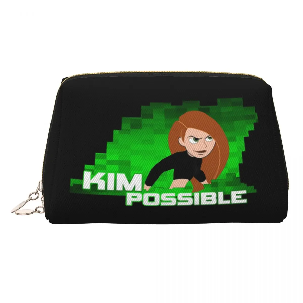 Kim Possible Anime Green Light Women Cosmetic Bag Travel Makeup Organizer Pouch Toiletry Storage Dopp Kit Case