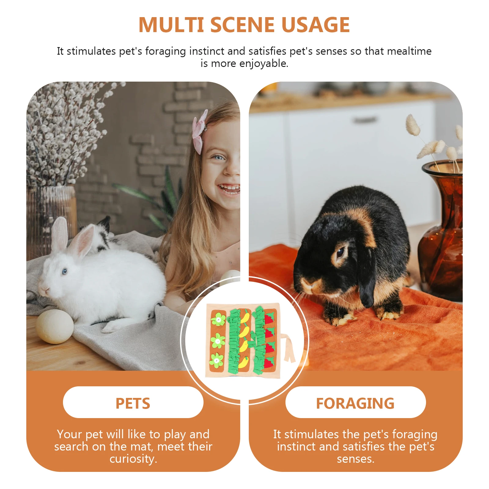 

Rabbit Foraging Mat Bunny Foraging Pad Interactive Feeding Mat Promotes Healthy Eating Safe Nontoxic Design Snack Dispenser