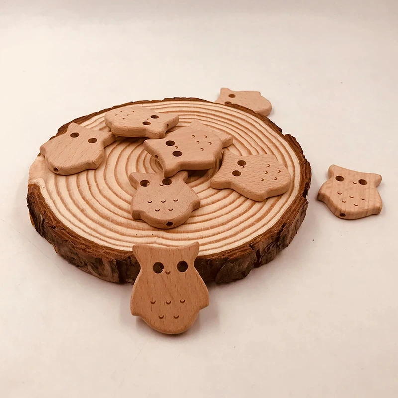 ABCPICK 20PCS Natural Beech Wood Animal Beads Bear Necklace/Bracelet Toys DIY Pacifier Chain Jewelry Making Handmade Accessories