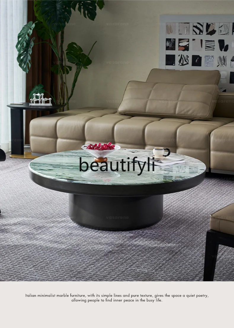 

Italian Style Light Luxury Marble Coffee Table Modern Minimalist High-End Luxury Stone Round Coffee Table