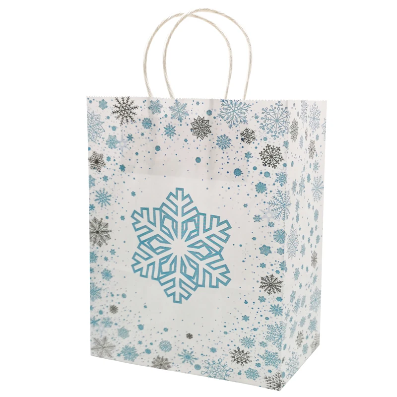 1 Beutel Schneeflocken-Geschenktüten mit Henkel, Geburtstagsparty-Dekorationen, Prinzessinnen-Party-Papiertüten, Babyparty- und Weihnachtsfeier-Zubehör