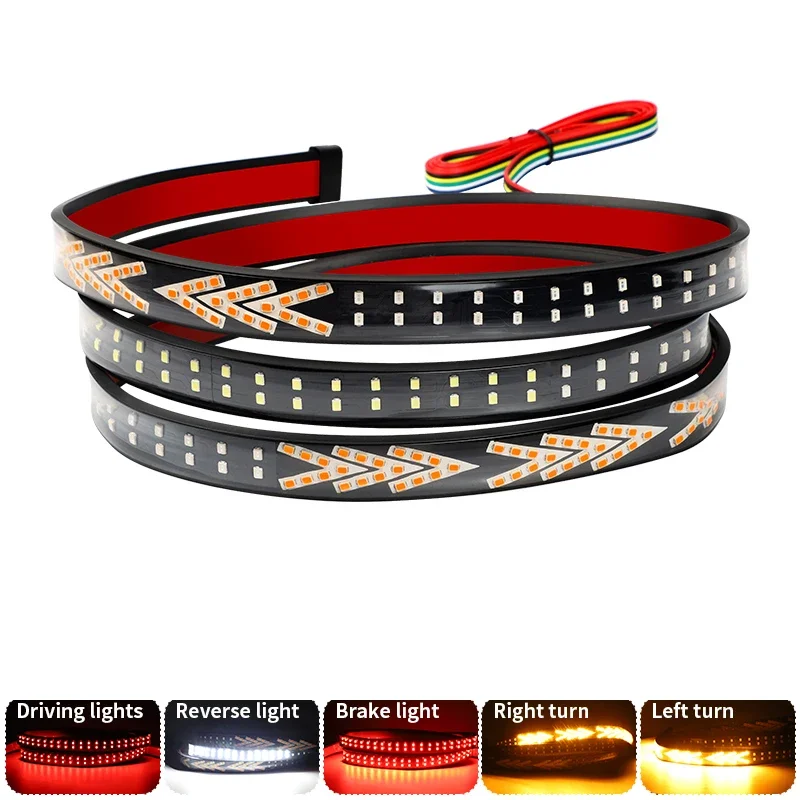 Car Rear Tail Brake Turn Signal Light 12V 24V Reverse Double Flash Warning Light LED Strip Arrow for Pickup Truck Jeep