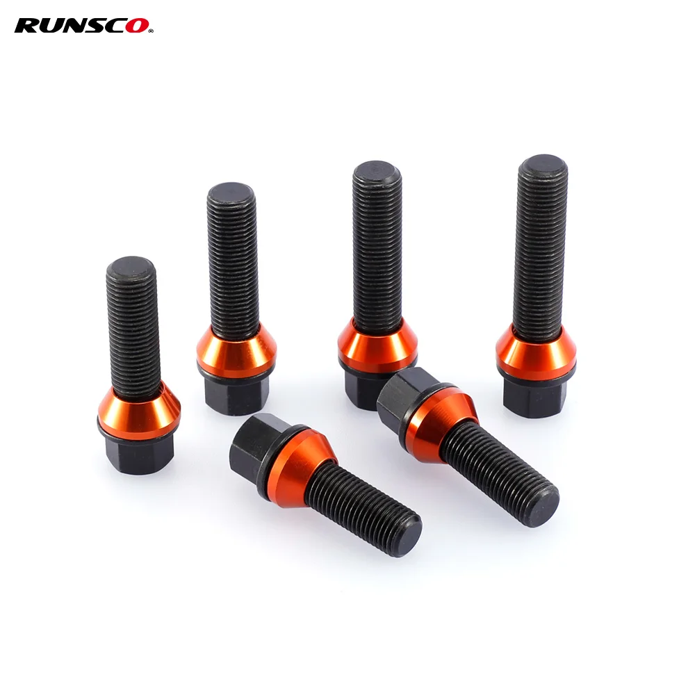 Tornillos de pernos de cascabeles de rueda de coche M14x1,5, para BMW Audi VW, llantas universales, tuerca, tornillos de perno 12,9