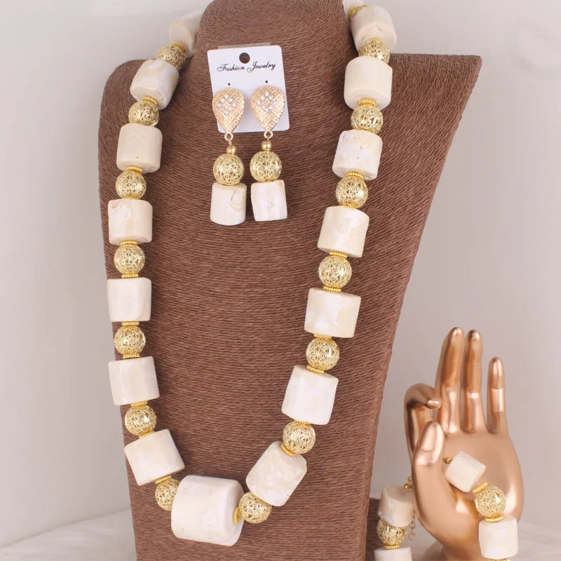 Dudo Women Jewellery Set For Weddings African Traditional White Genuine Coral Beads 2023