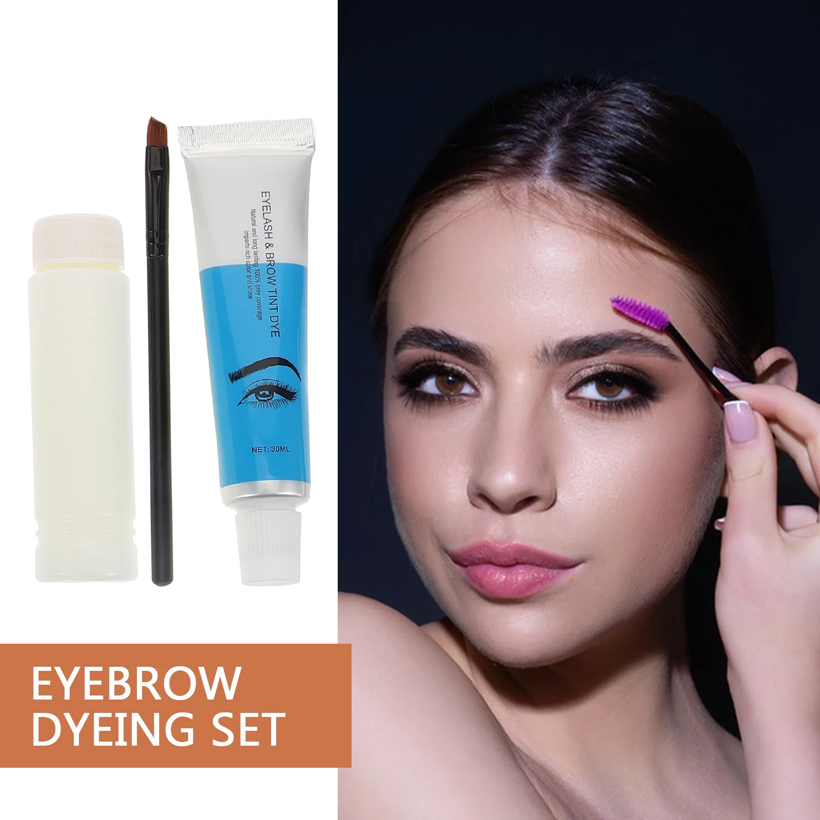 1 ensemble 1 ensemble Kit de teinture brun foncé longue durée imperméable bricolage sourcils savon outil de teinture des sourcils naturel défini sourcils beauté maquillage