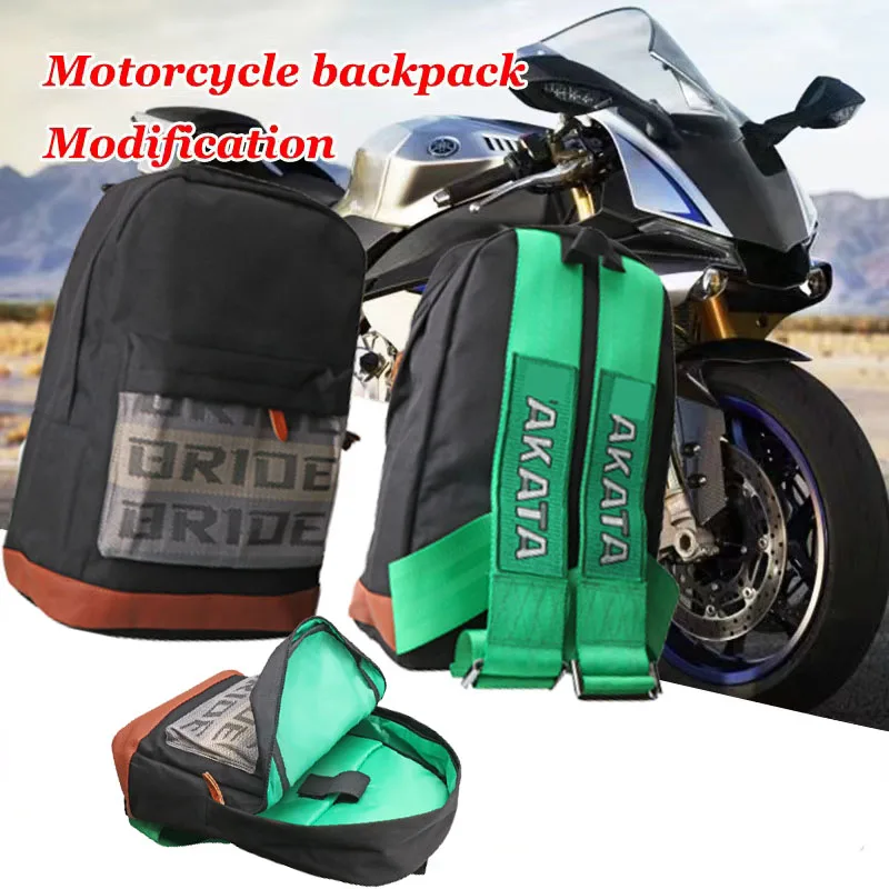 JDM canvas backpack black bride bag car racing fabric takata strap school bag universal sport bag backpack motorbike accessories