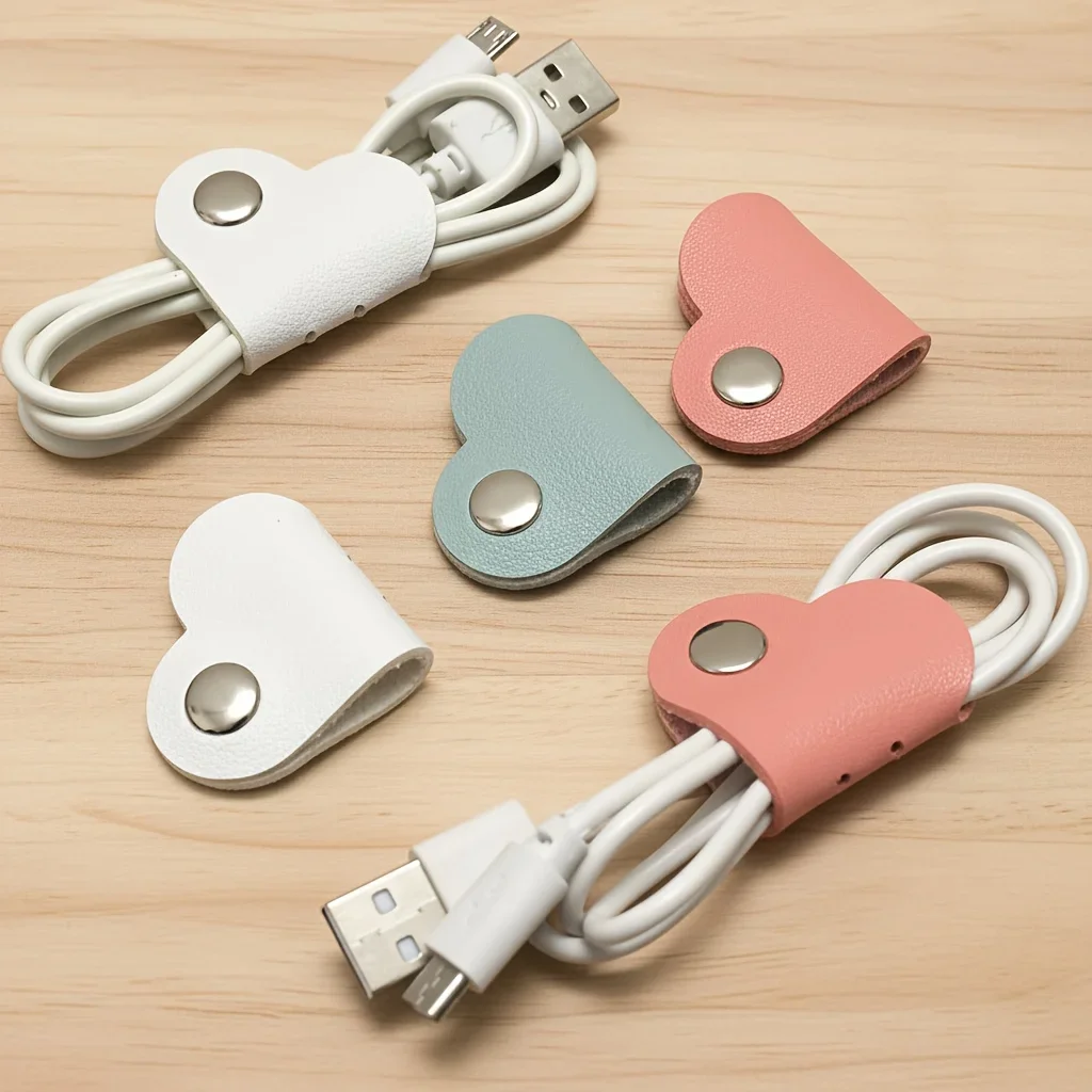2pcs Random Color Heart-Shaped Cable Organizers, Stylish Design, Made of Soft High-Quality Materials, Durable and Easy To Use