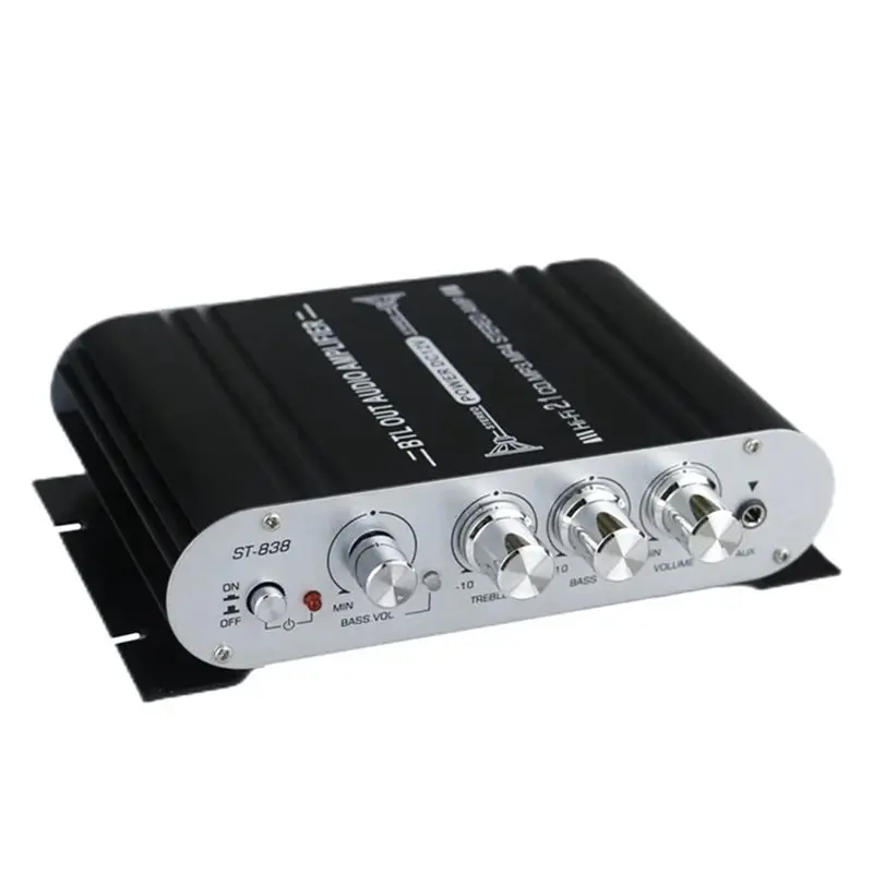 

Автомобильный/домашний Hi-Fi аудиоусилитель ABZW ST-838 2.1-канальный, Bluetooth, 80 Вт x 2, стерео и усилитель высоких частот, медиаплеер, вилка стандарта США