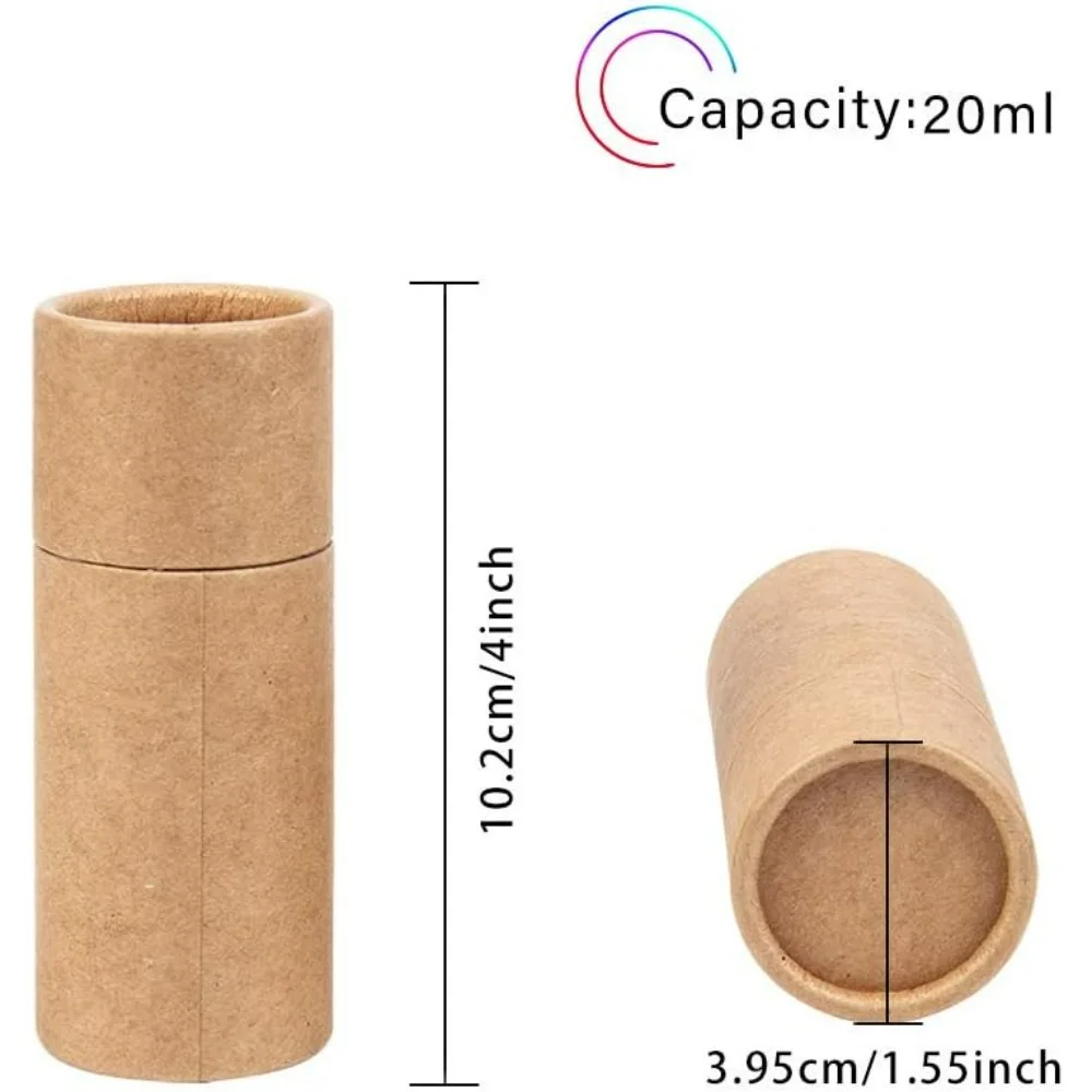 12PCS 20ml BurlyWood Kraft Paperboard Tubes Round Kraft Paper Containers for Pencils Tea Caddy Coffee Cosmetic