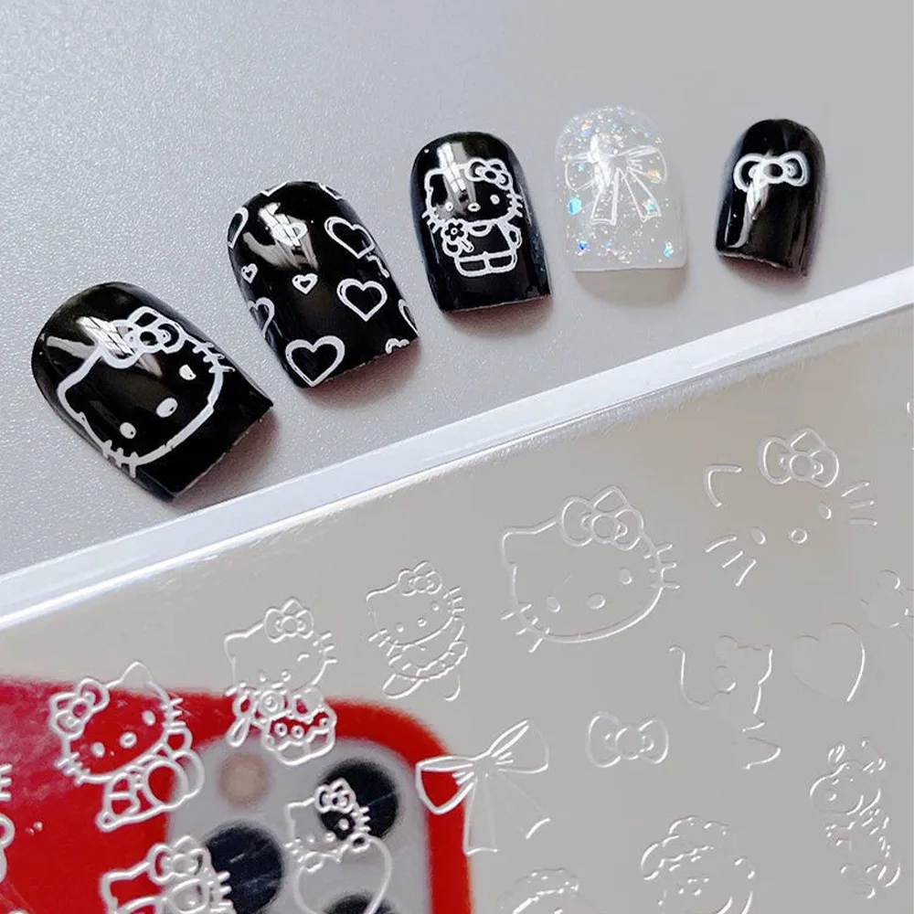 Cartoon Hello Kitty Nail Stamping Plate Sticker 6*12cm Cute Animal Nail Art Print Stencils Kuromi/Mickey/Kitty Cat Nail Template