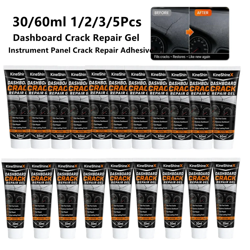 1/2/3/5Pcs 30/60ml Dashboard Crack Repair Gel Instrument Panel Crack Repair Adhesive Plastic Crack Repair Agent Scratch Fix Tool