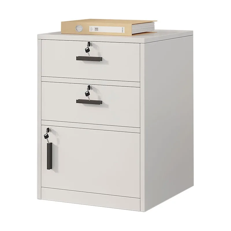 Modern Simple Low Lockable Cabinet, Under Desk Freestanding Storage Chest for Home and Office Files