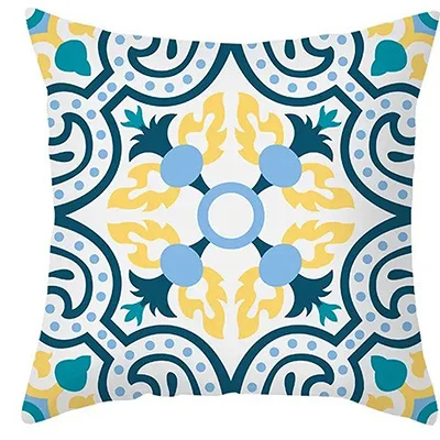 Exquisite Blue-Yellow patternDouble-sided Printed pillow cover Short plush Suitable living rooms bedrooms throw cushion cover