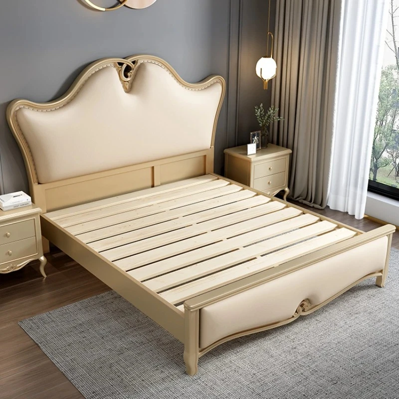 House Headboard Frame Double Bed European Pretty Hotel King Size Double Bed Princess Modern Cama De Casal Furniture Home