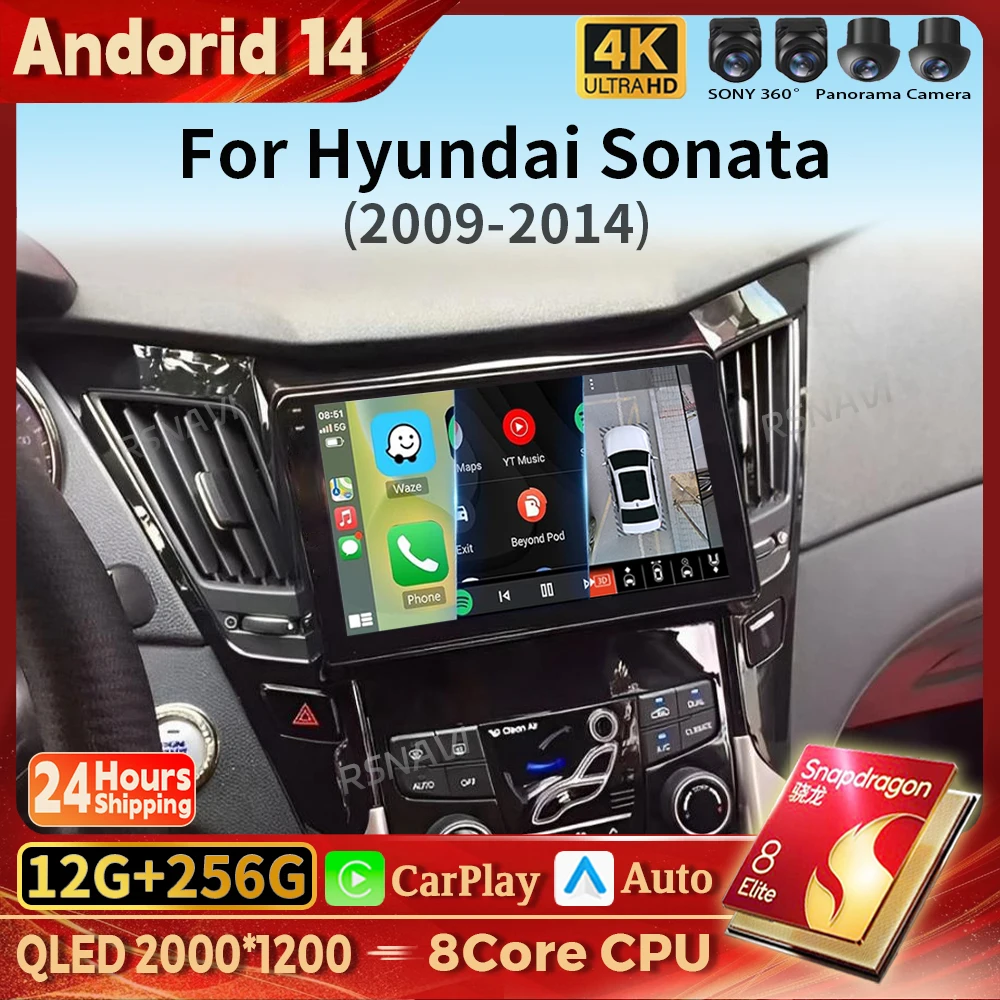

Android 14 Carplay 2K Screen Car Radio Multimedia Player For Hyundai Sonata 8 2010-2015 Autoradio WIFI+4G Stereo 2din Snapdragon