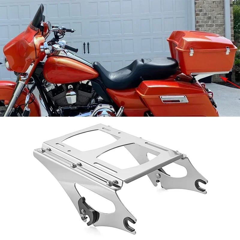 Motorcycle Detachable Two-UP Tour Pak Pack Trunk Mount Rack for 2009-2013 Harley Davidson Touring Electra Glide Street Glide