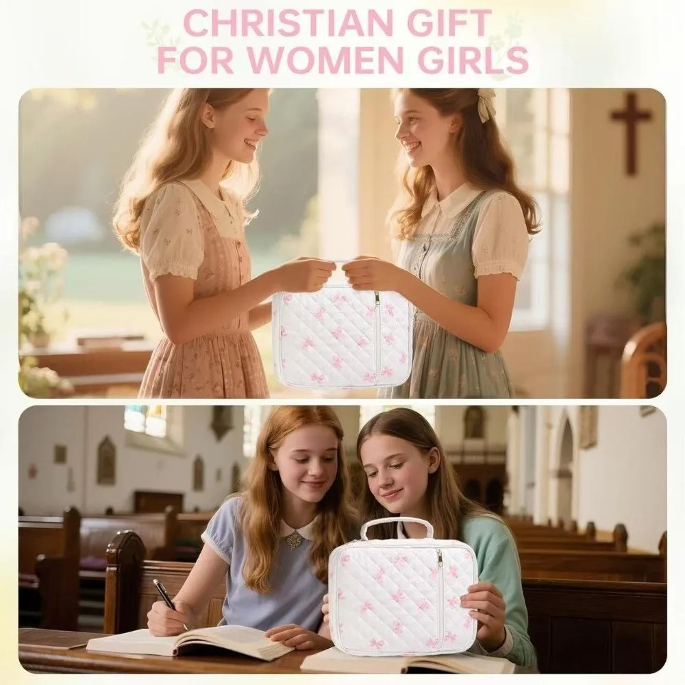 New Floral Design Bible Cover Case Zipper Pocket Handle Bible Cover Bag Storage Bags Prayer