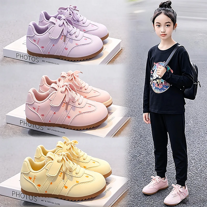 Girls Casual Shoes Striped Trendy Kids Sports Shoes Soft Bottom Non-slip 2026 New Fashion Children Tennis Shoes Comfortable
