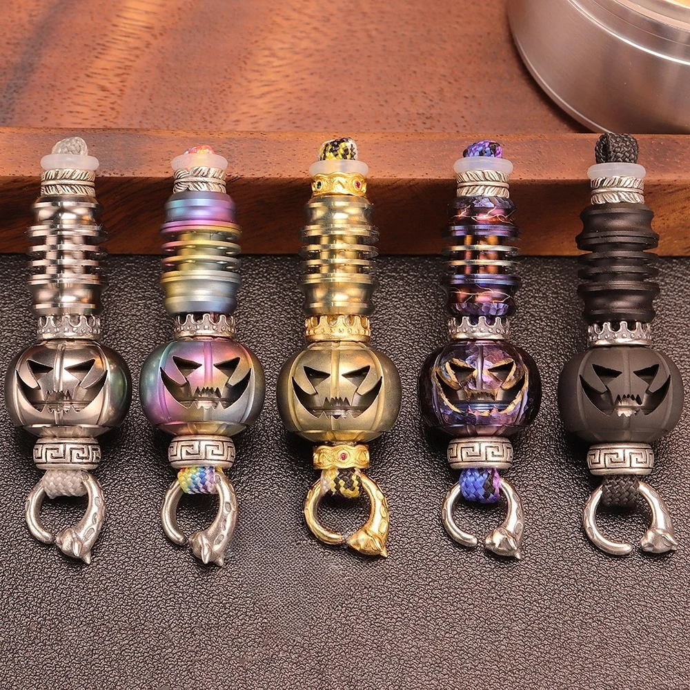 Pumpkin EDC Handmade Woven Pendant Fingertip Push Card Pendant EDC Stress Relief Toy