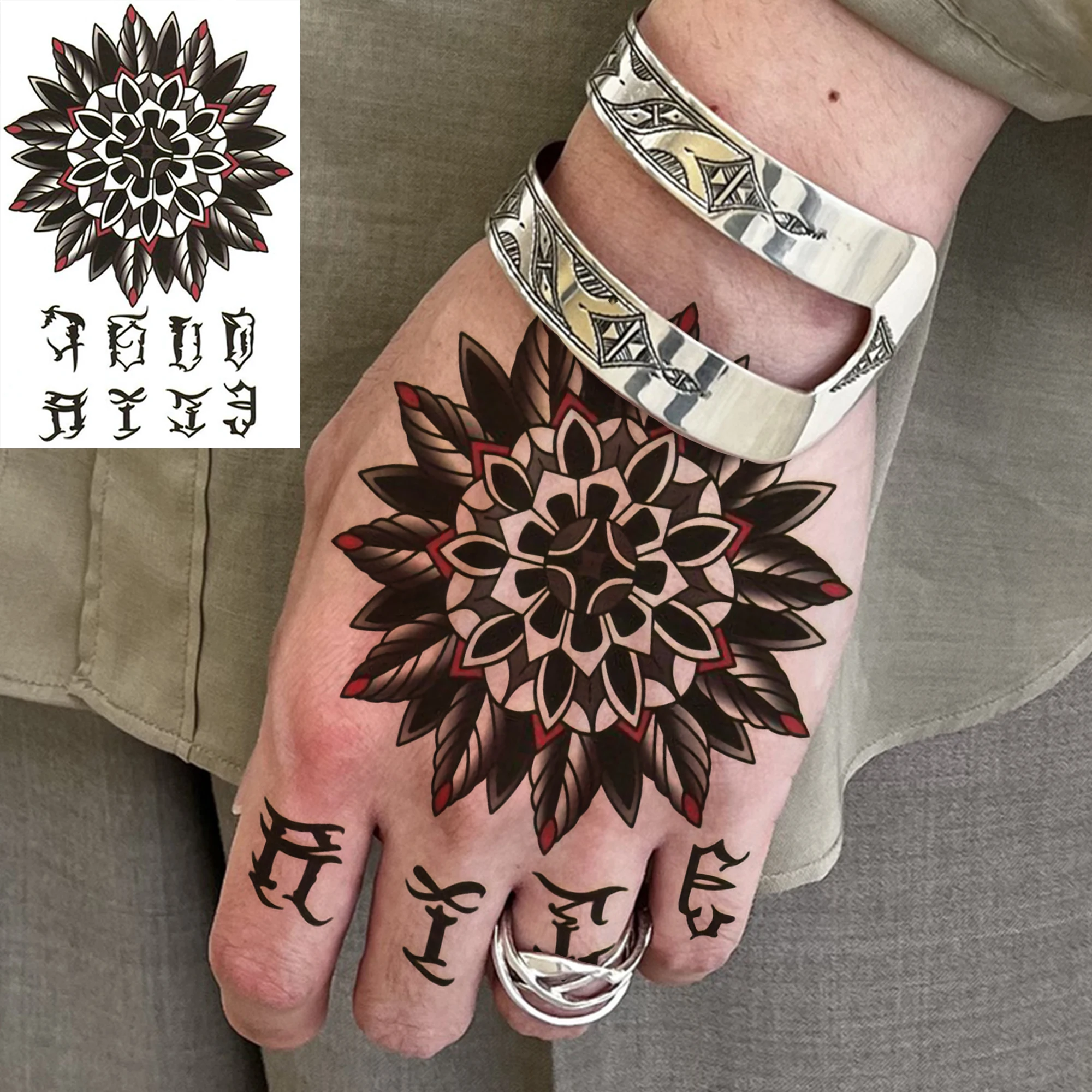 1 Sheet Halloween Skeleton Thorns Temporary Tattoos For Adult Hands Neck, Temp Fake Tattoo Stickers Long Lasting Realistic Tatoo
