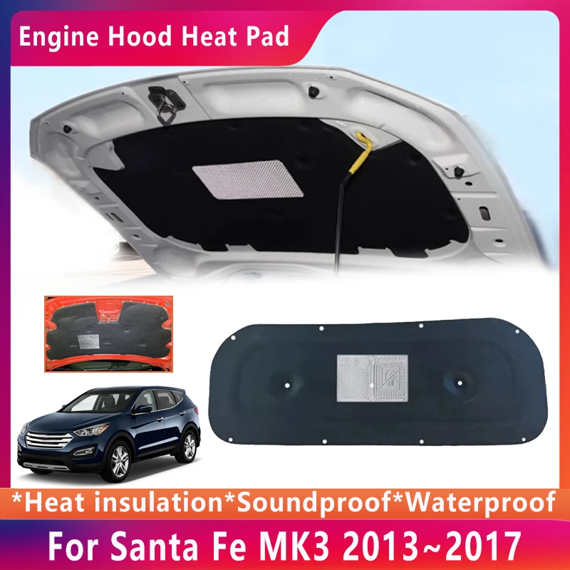 

Car Front Hood Engine Sound Pad For Hyundai Santa Fe MK3 DM NC 2013 2014 2015 2016 2017 Heat Insulation Cotton Mat Accessories