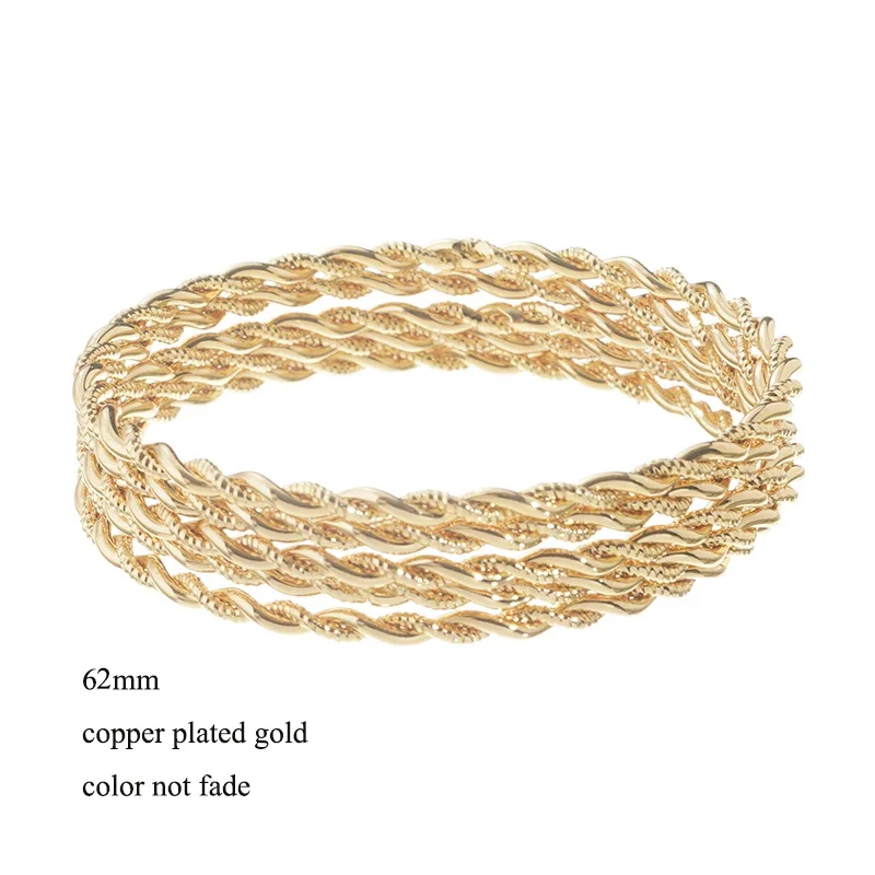 Copper Gold Plated Hand Bangle for Women Twisted Design Metal Cuff Bracelet Middle Eastern Trendy Bridal Jewelry Moroccan Bijoux