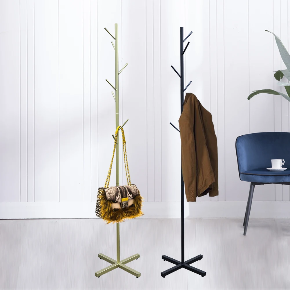 Modern Metal Coat Rack Free Standing 7 Hooks Hall Tree in Corner Hat Hanger & Coat Racks Stand Entryway Organizer for Clothes