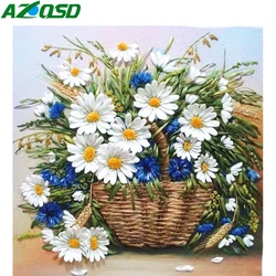 AZQSD Diamond Embroidery 5d Daisy Flower Mosaic Handicrafts Home Decor Diamond Painting Floral New Collection 2023 Rhinestones