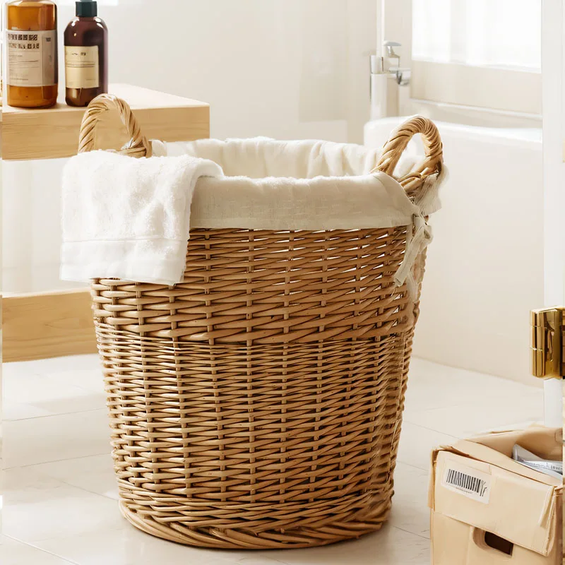 

Willow Laundry Basket with Handles - Eco-Friendly Clothes Hamper for Bedroom Bathroom, Foldable Storage Organizer