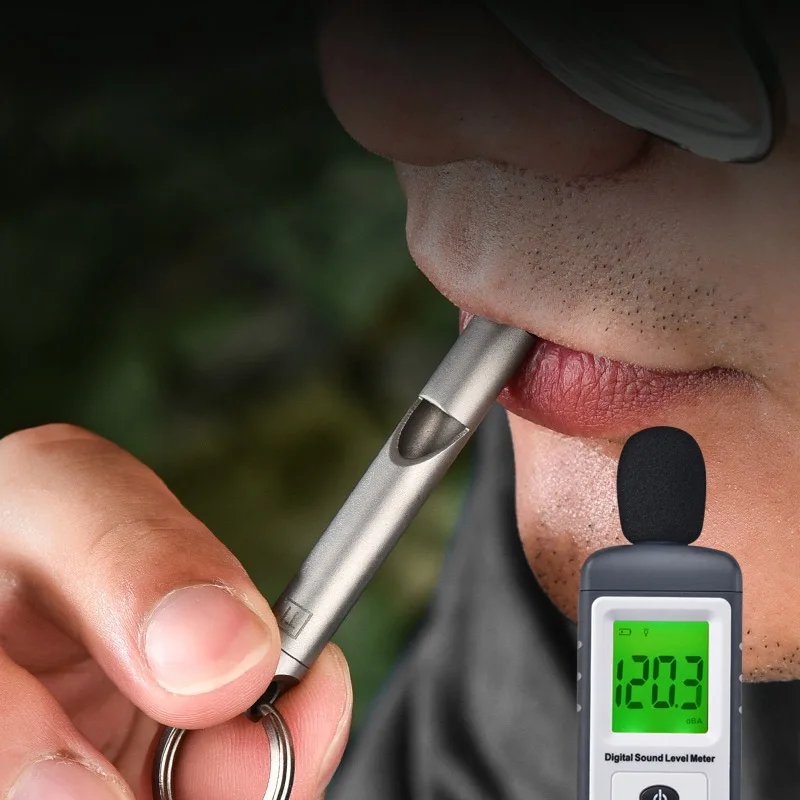 سبائك التيتانيوم الكلب التدريب صافرة التخييم الصيد أدوات إنقاذ CNC EDC المدربين 120DB أنبوب واحد صافرة طوارئ المفاتيح