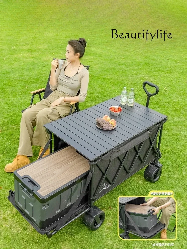 X40 Outdoor Camping Reclining Folding Trolley Camp Camping Car Night Market Stall Large Wagon