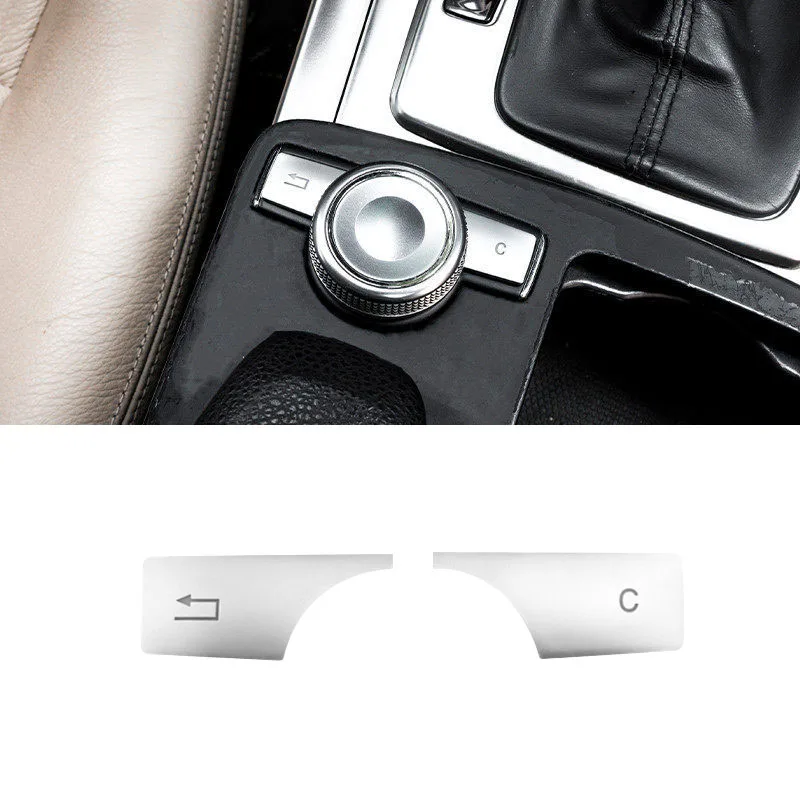 2 Pcs Silver Multimedia Buttons Sequins Cover for Benz C E GLK CLS Class W204 W212 Air Conditioning Electronic Interior Accessor
