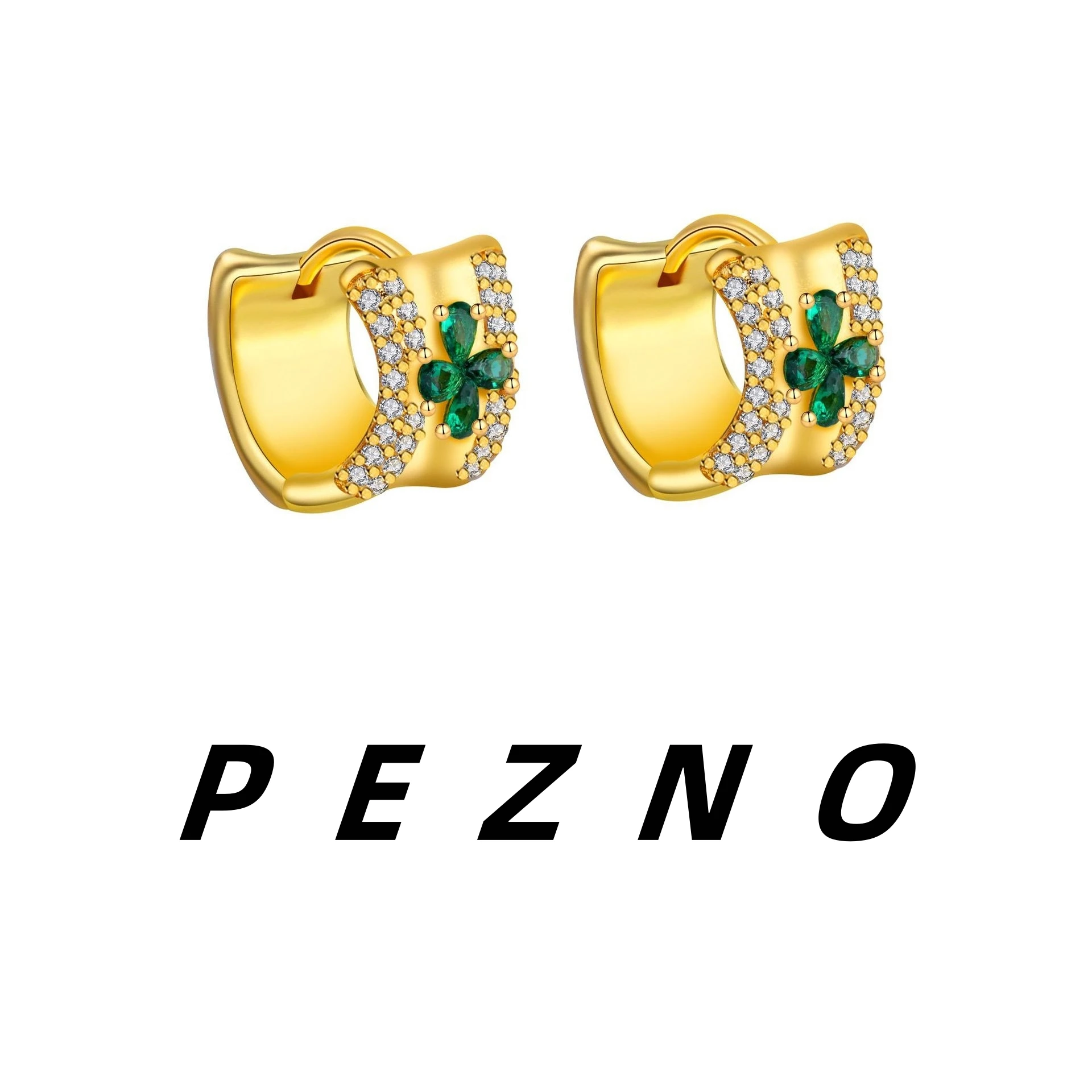 

925 Silver Needle Dainty Four Leaf Clover Hoop Earrings for Women, Hypoallergenic Green CZ Lucky Small Hoop Earrings Daily Gift