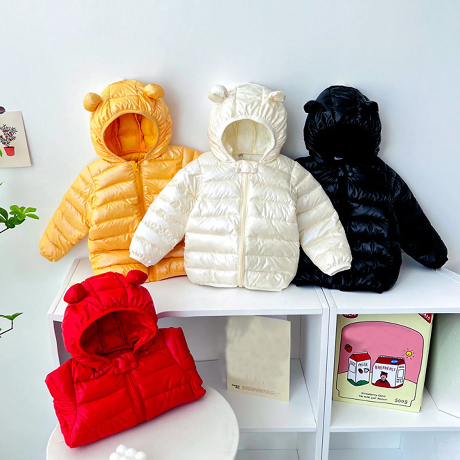 

Kids Warm Jacket Infant Down Cotton Outerwear Autumn Winter Children Solid Hooded Overcoat Baby Windproof Coldproof Snowsuit