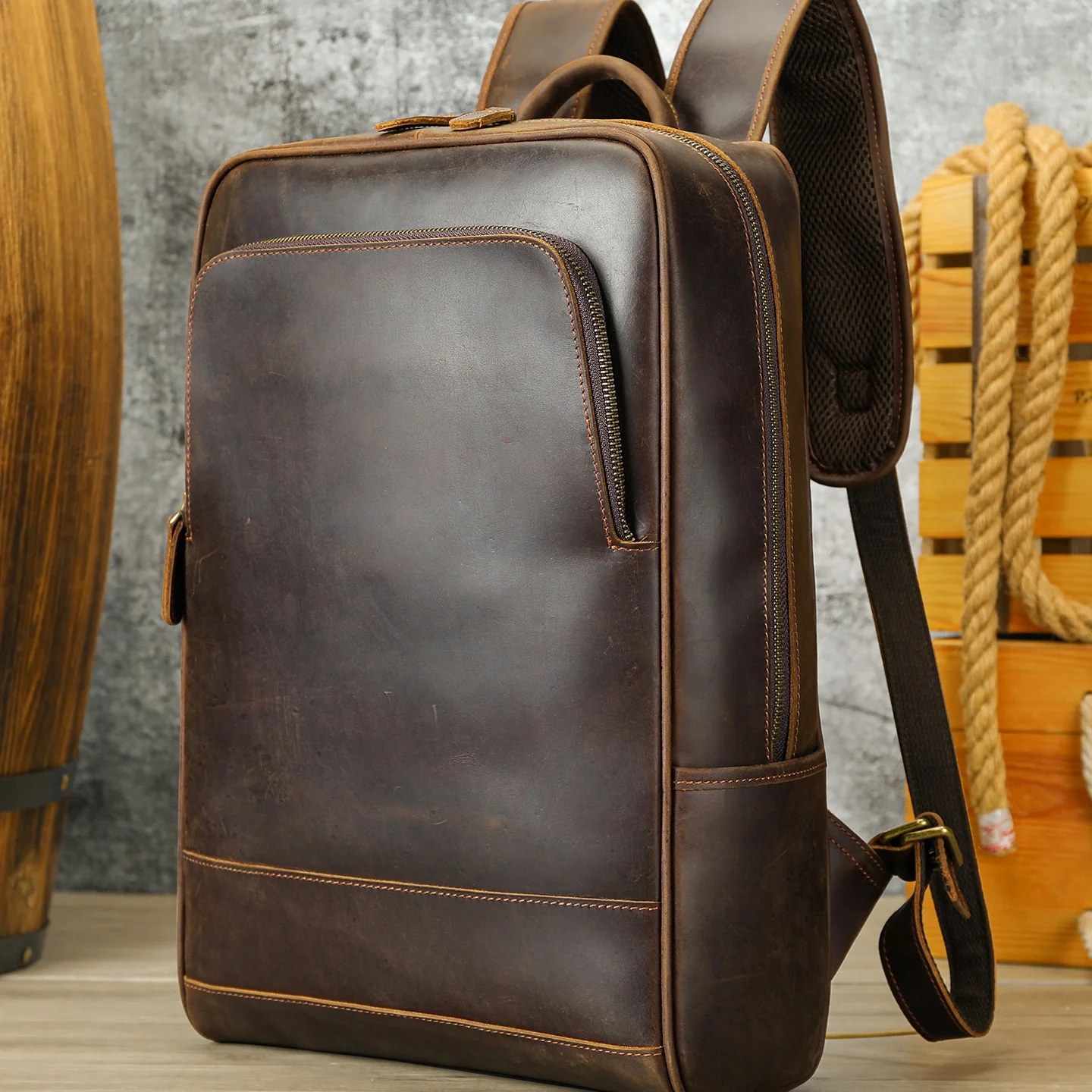 

Мужская сумка из натуральной кожи Preston Retro Mad Skin с двойным плечом, дорожная сумка для бизнеса с 20 карандашами