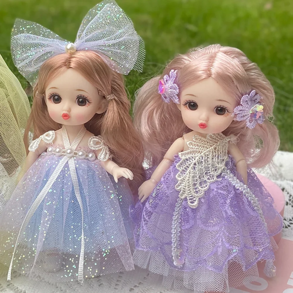 17cm Cute Fashion Doll for Girls Children's Princess Toys Kids Birthday Gift Set Children's Princess Play House Princess Dolls