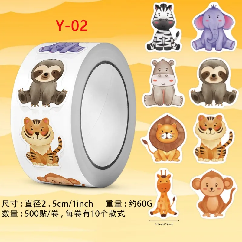 500pcs/roll Cartoon Animal Dog Label Stickers Self-adhesive for Phone Cases Cups Laptops Skateboards Decorative Stickers