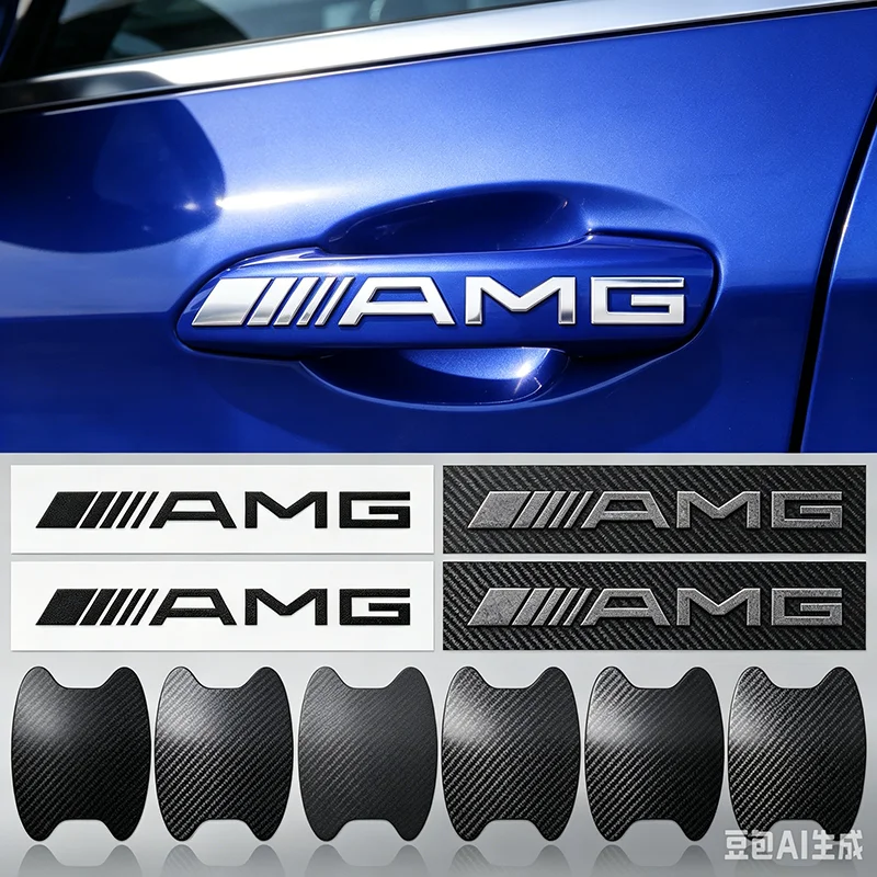 

8Pcs Car Door Sticker Auto Handle Anti Scratch Protection Film For Mercedes Benz GLE GLC A B C E Class W176 W246 W205 W213 AMG
