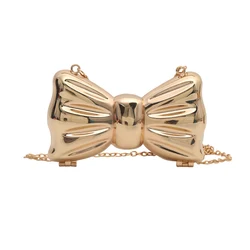 Bow Bag Female Luxury Evening Party Clutch Mini Bags Coin Purse New in Women's Shoulder Walllet Sling Satchel with Gold Chain