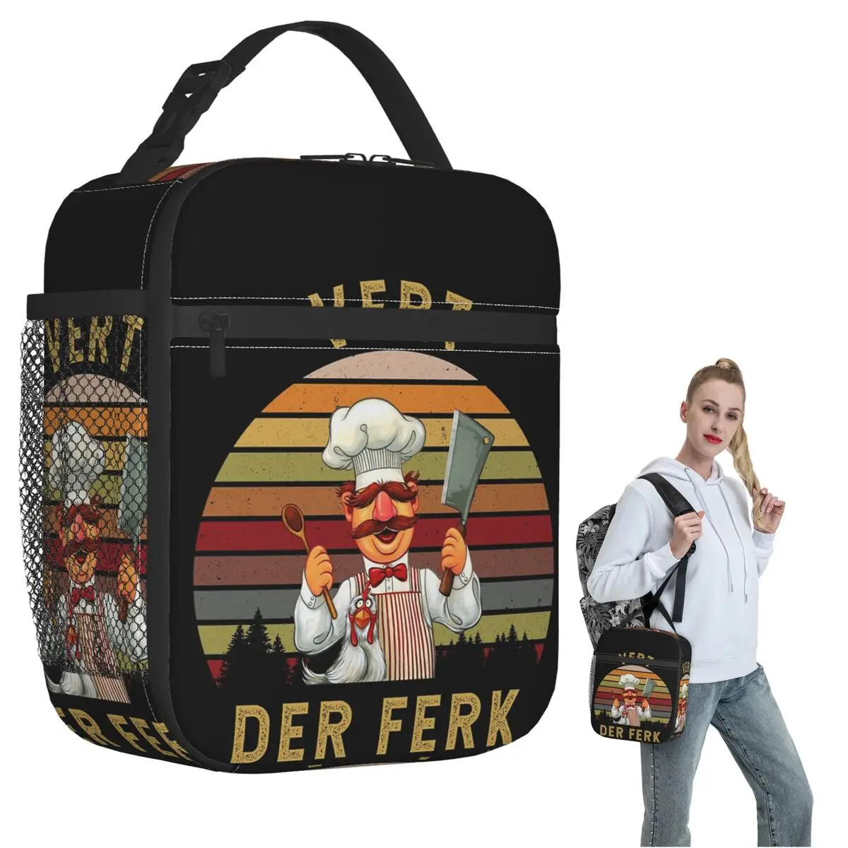 

Swedish Chef Insulated Lunch Bag for Women Kids Portable Food Boxes Thermal Lunch Box Tote